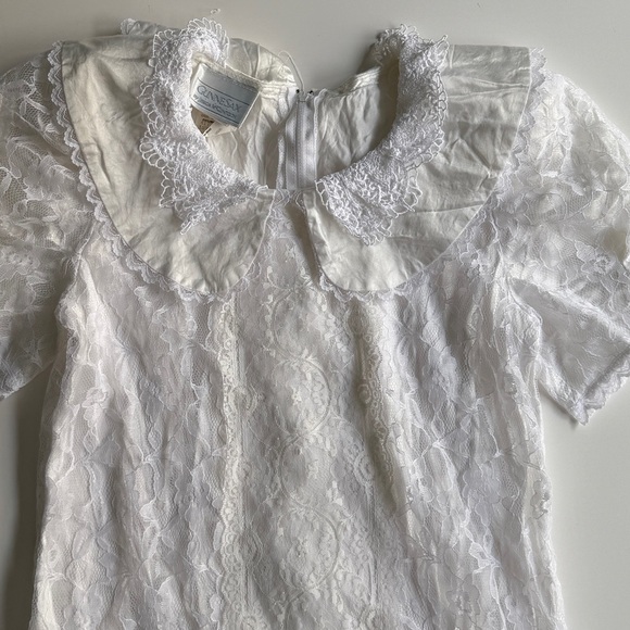VTG Gunne Sax Jessica McClintock White Lace Cottagecore Prairie Dress 10 XSmall - Picture 7 of 11